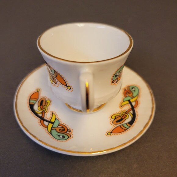 Celtic Royal Tara Fine Bone Ireland- Book Of Kells Mini Teacup With Saucer - Picture 8 of 9